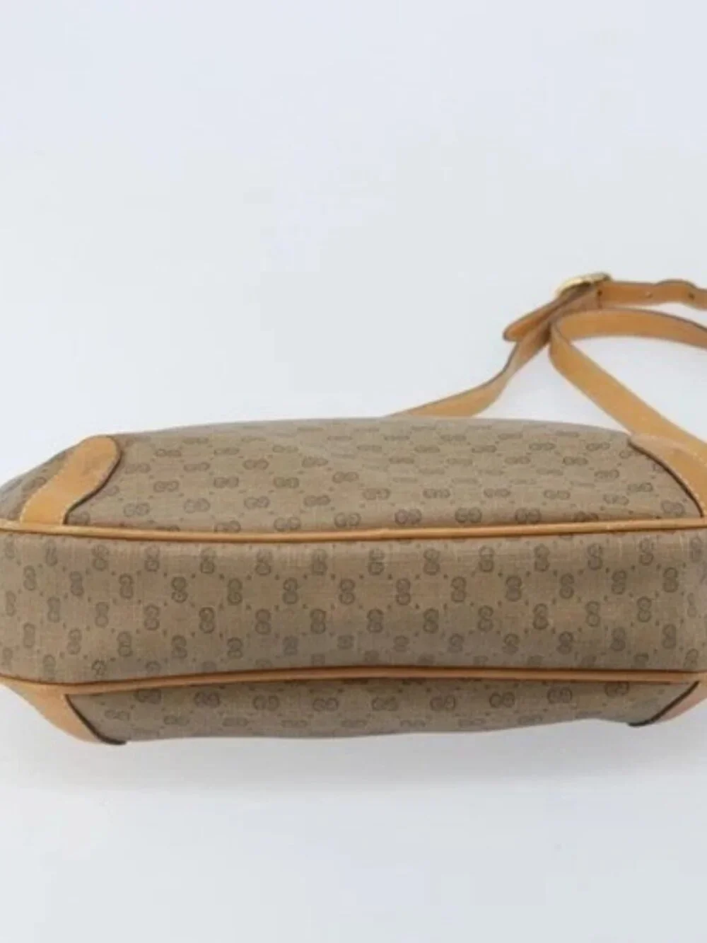 GUCCI Micro GG Supreme Shoulder Bag PVC Beige Gold 001 104 0558 Auth ka3520
